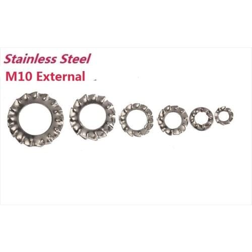 1000PCS M10 External 304 STAINLESS STEEL Internal/External Shakeproof Tooth Serrated Lock Washers