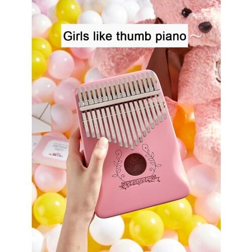 17 Keys Kalimba Thumb Piano High-Quality Wood Mahogany Whole board Finger piano Pink girle like thumb piano sanza lovely gift