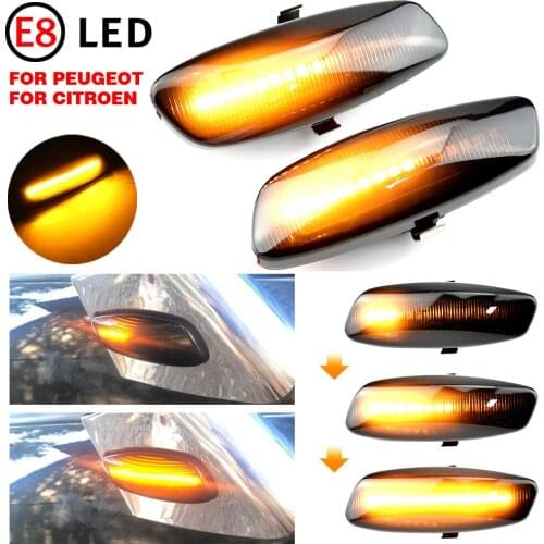2Pcs Dynamic LED Side Marker Lights Turn Signal Light Blinker For Citroen C3 C4 C5 DS3 DS4 For Peugeot 207 308 3008 5008 RCZ