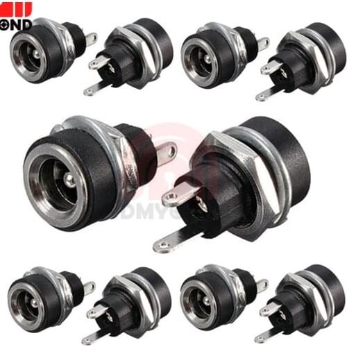 20Pcs/lot 3A 12v For DC Power Supply Jack Socket Female Panel Mount Connector 5.5mm 2.1mm Plug Adapter 2 Terminal Types 5.5*2.1