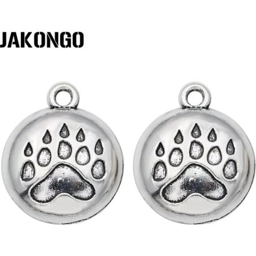 20PCS Tibetan Silver Plated Dog Paw Footprint Charm Pendants for Bracelet Jewelry Making DIY Accessories 20x17mm