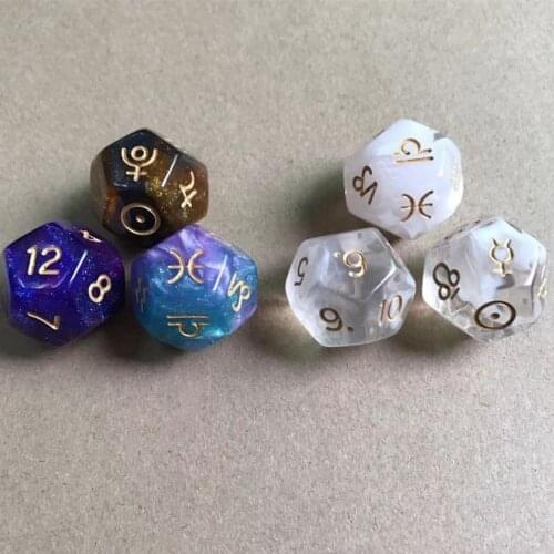3Pcs/Set 12-Sided Astrology Tarot Card Dice Multifaceted Constellation Divination Dice Leisure Entertainment Toys Party Game