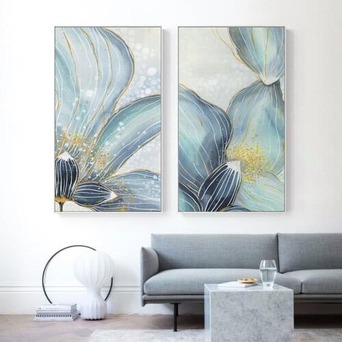 Abstract Leaf Flower Wall Art Canvas Poster Golden Wall Pictures Print Painting Art Aisle Living Room Scandinavian Home Decor