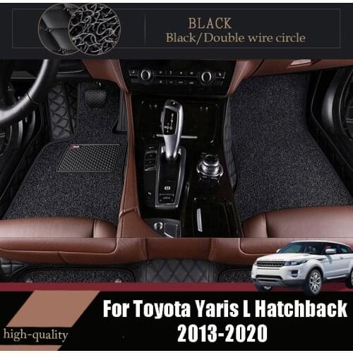 Car Floor Mats For Toyota Yaris L Hatchback 2020 2019 2018 2017 2016 2015 2014 2013 Carpets Double Layer Wire Loop Leather Rugs