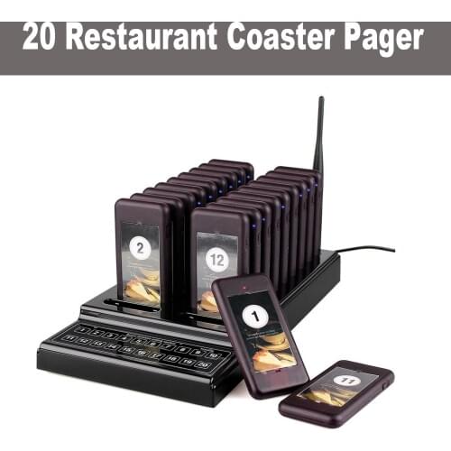 Wireless Calling Pagers System Restaurant Paging Queue System 20 Buzzers Receivers Pagers for restaurant queuing Food Church