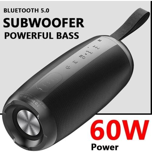 60W High Power Bluetooth Speaker IPX7 Waterproof Portable Column For PC Computer Speakers Subwoofer Boom Box Music Center FM TF