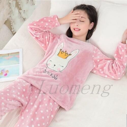 Big Girls Pajamas Winter Long Sleeve Childrens Clothing Sleepwear Flannel Pyjamas Set For Teens 6 8 10 12Years Cartoon Homewear