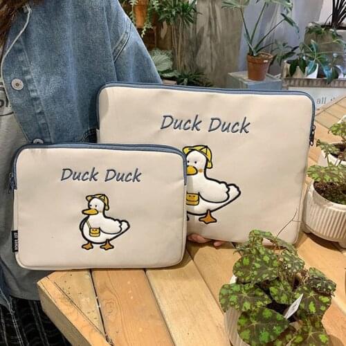 Kawaii Duck Tablet Case 11 14 Inch Cute Laptop Bag for Macbook Air Pro 13 Travel Sleeve Inner Bag For For iPad Pro Pouch