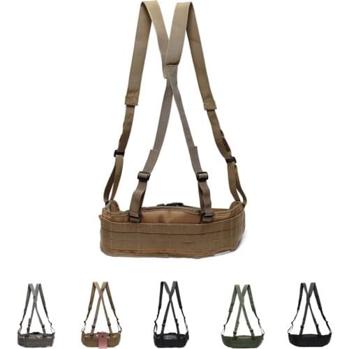 CS Battle Belt Tactical Molle Belt Army Waist Girdle with Shoulder Strap Outdoor Hunting Molle Accessories Nylon Military Belt