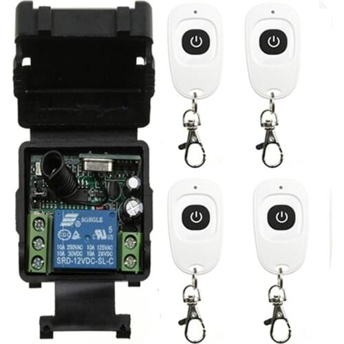 DC12V 24V 1CH 1 CH Mini Wireless RF Remote Control Light Switch 10A Relay Output Radio Receiver Module+one-button Transmitter