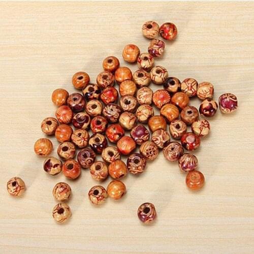 Wooden Beads Large Hole Bohemia Charms for Macrame 100pcs Mixed Crafts DIY Jewelry Making