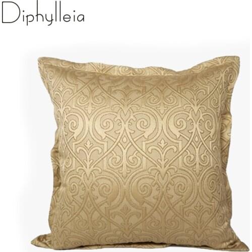 Diphylleia Golden European Classic Jacquard Designer Cushion Case Model Room Sofa Bedside Champagne Luxury Pillow Cover 50x50cm