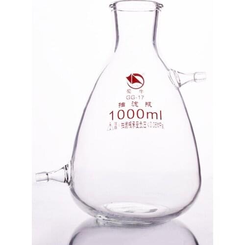 Filtering flask with upper and bottom side tube,Capacity 1000ml,Triangle flask with tubules,Filter Erlenmeyer bottle