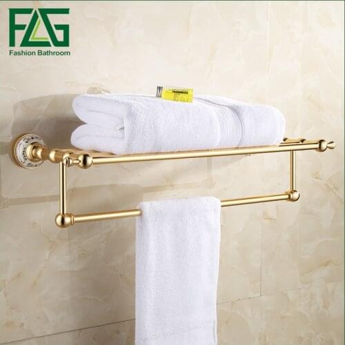 FLG High Quality Space aluminum oxidation Bath towel rack Wall Mount Bathroom Accessories fixed Towel Rack