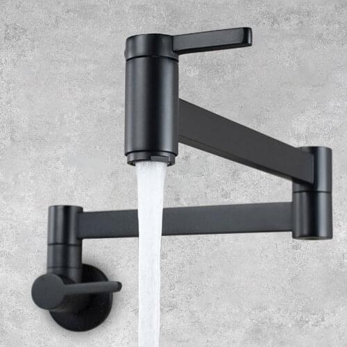 Black Silver Golden 360 Rotation Cold Water Single Lever Folded Wall Mounted Sink Bathroom Kitchen Faucet Grifos De Cocina