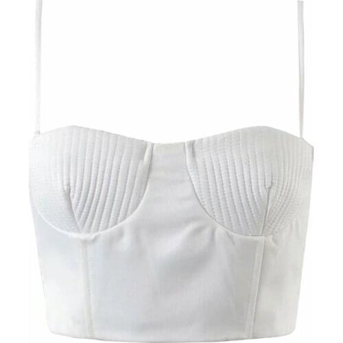 Brand Sweet Girl Shell-shaped Fold Tight-fitting Chest Sexy Corset Satin Sling Top Women White Crop Top Bustier Outfits