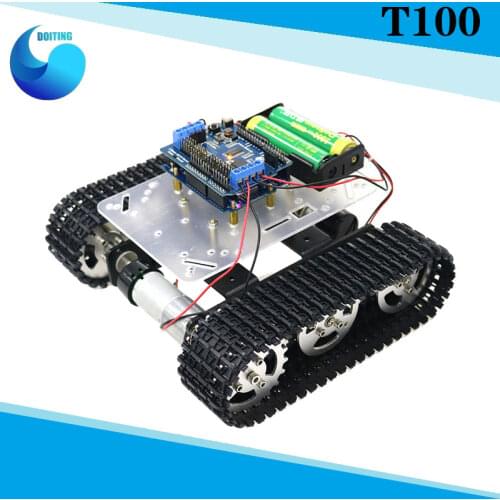 Mini T100 Crawler Metal Tank Robot Chassis with Wireless WiFi Controller Kit for Arduino for Modification RC Toy by APP Phone