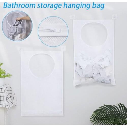 Multifunctional Mesh Storage Bag Wall Mounted Organizer Foldable Space Saving Storage Bag for Home Bathroom Bedroom TS2