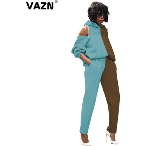 VAZN 2020 New Young Patchwork High-end Nature Tracksuits Daily Casual Full Sleeve Group Long Pants Slim Women 2 Piece Set