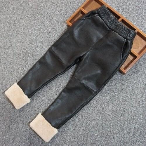 New Teenage Girls Leggings Winter Kids Thick girl Pants Children Warm Trousers Faux PU Leather Legging Slim Pant 3-12y Clothes