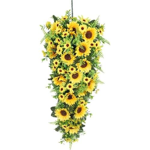 New Sunflower Swag Artificial Wreath for Front Door, Wall, Wedding, Home, Festival Decoration