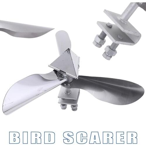 1Pcs Stainless Steel Bird Pigeon Crow Repeller Scarer Wind Power Deterrent For Farms Orchards Fish Ponds Warehouses Bird Scarer