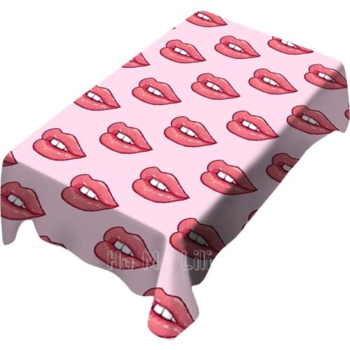 Pop Art Seamless Pattern Pink Lips Beautiful Background Tablecloth Indoor And Outdoor Art Decoration