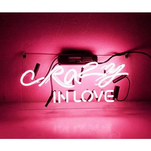 14“ Crazy In Love Pink Acrylic Custom Neon Light Lamp Sign Beer Handmade Glass Decorate Home Wall Room Windows Tube Artwork