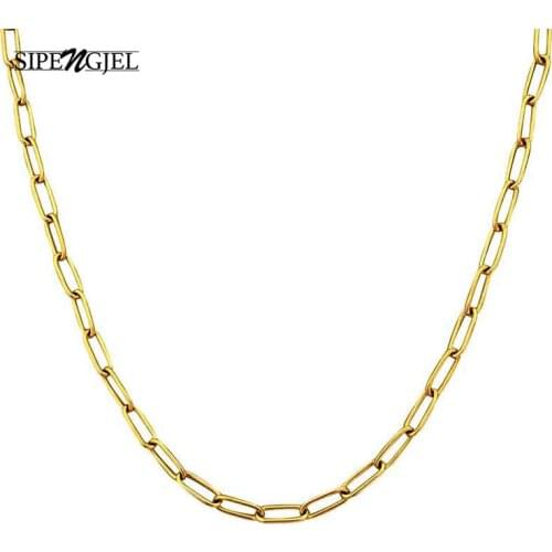 New fashion Gold Color Link Chain Necklace Simple Punk pendant Necklace For Women wedding Jewelry