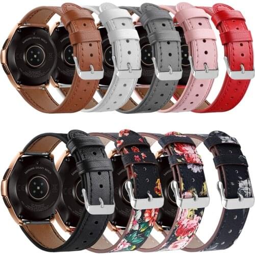 EiEuuk Genuine Leather Replacement Watch Band Wrist Strap for Samsung Galaxy Watch 3(41mm)/Active 2/Gear Sport