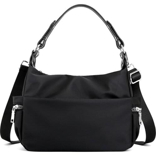 Waterproof Nylon Women Shoulder Bags 2020 Casual Ladies Totes Bag Solid Zipper Lady Shoulder Messenger Bags Travel Handbag Purse