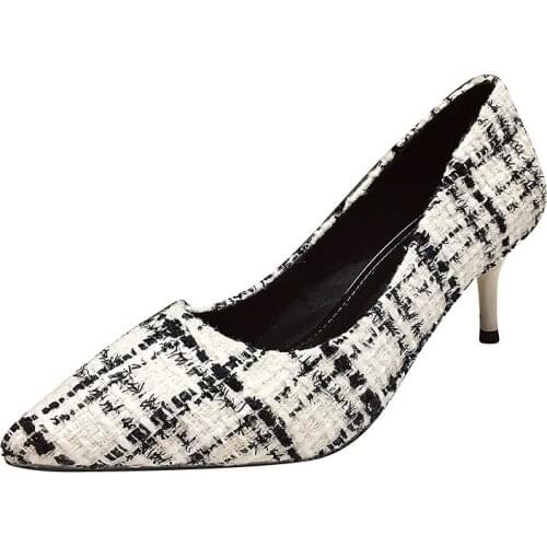 Pumps 6CM Womens Shoes 2020 Spring French Girls Black Low Heels High-heeled Sneakers Size 34-41