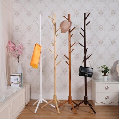 Premium Wooden Coat Rack Free Standing With 8 Hooks Wood Tree Coat Rack Stand For Coats Hats Scarves Clothes Handbags