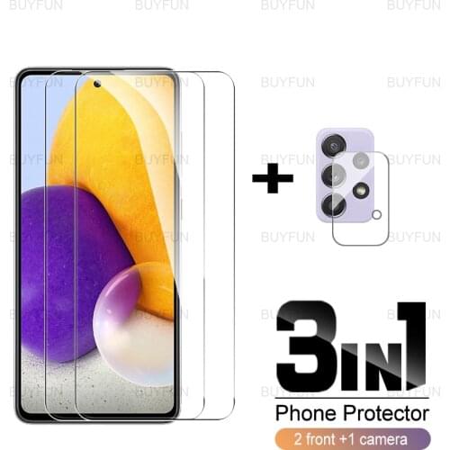 For Samsung Galaxy A72 6.7inch 3in1 front screen protector camera film for galaxy galaxi a 72 72a 5g full cover tempered glass