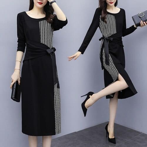 Fashion Stitching Plus Size Dress Vestido De Festa Stylish Split Womens Dresses Ukraine Loose Thin Dress For Women Vestidos