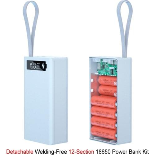 12*18650 Battery Storage Box PD QC3.0 Dual USB Support Quick & Wireless Charger Battery Shell DIY 18650 Battery Power Bank Case