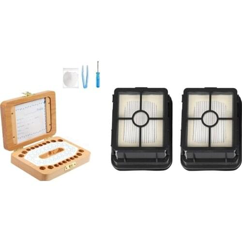 2Pcs Filter for Bissell 1866 Cross Wave 1785 Series Vacuum with Tooth Keepsake Box, Milk Teeth Save Organizer Kit