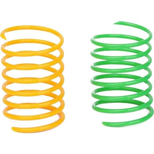 2PCS Cat Spring Toys Funny Plastic Coil Kitten Toy Spring Kitten Toys Cat Toy Colorful Coil Spiral Springs Pet Wide Durable Toys