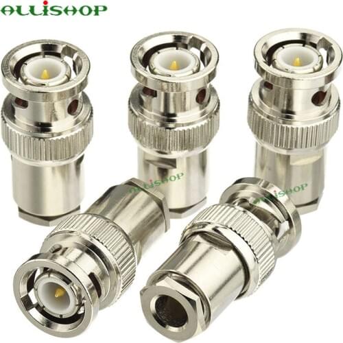 2Pcs ALLiSHOP BNC Male Q9 Plug Clamp For RG58 RG142 RG223 LMR195 50-3 Cable RF Connector Coax Adapter