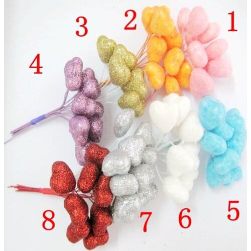 2cmx10cm mixed color sweet Heart foam artificial flower with glitter for home DIY accessories wedding decoration80pcs/Lot12006