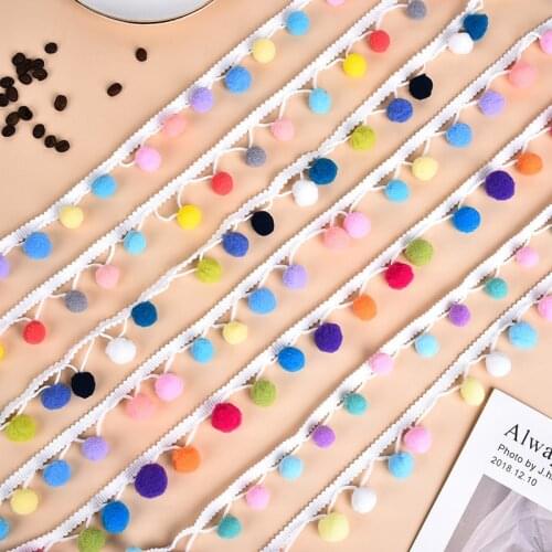 3Meters 3cm Pom Pom Lace Trim Ball Pearl Pompom Fringe Ribbon Sewing Lace Kintted Fabric Cloth Handmade DIY Craft Accessories