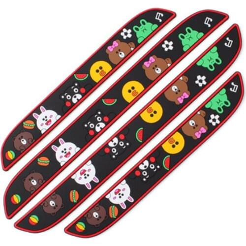 4 Pcs Rubber Car Door Scuff Sill Cover Panel Step Bumper Corner Protector Strips