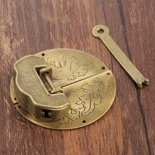 Antique Furniture Hardware Set Toggle Latch Hasp Buckle Clasp Decorative Chinese Old Padlock Lock For Jewelry Wooden Box