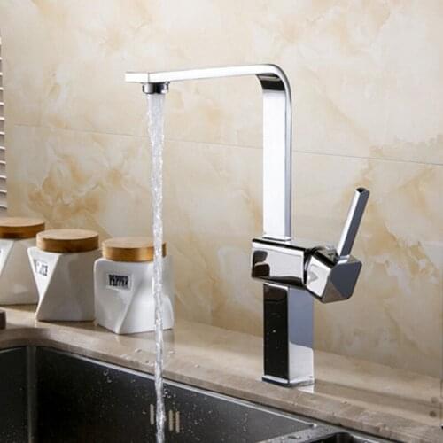 Free shipping High quality solid brass kitchen sink mixer tap with single handle rotation kitchen sink faucet of hot cold water