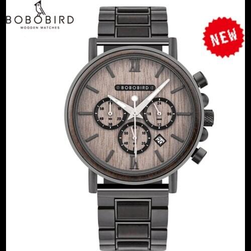 BOBO BIRD Mens Quart Watch Wooden Man Wrist Watches For Men Wrist Male Wristwatches Wood Man Clock Custom Logo Dropshipping