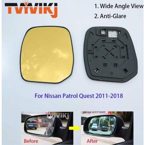 TVYVIKJ Side Rearview Mirror golden Glass Lens For Nissan Patrol Quest 2011-2018 Wide Angle View anti glare door mirror