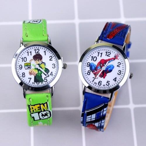 New Leather Strap Cartoon Children Watches Boys Super Hero Wristwatch Quartz Kids Watch relogio infantil Montre Enfant
