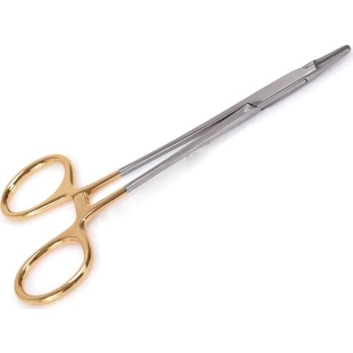 Dental needle holder 12-16cm gold handle needle holder pin clamp stainless steel dental surgery equipment