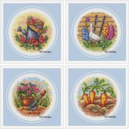 Round pastoral patterns counted 11CT 14CT 18CT Cross Stitch Sets DIY Chinese Cross-stitch Kits Embroidery Needlework