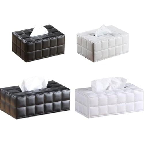 PU Tissue Box Rectangle Paper Towel Holder Desktop Napkin Storage Container Kitchen Tissue Tray For Home Office